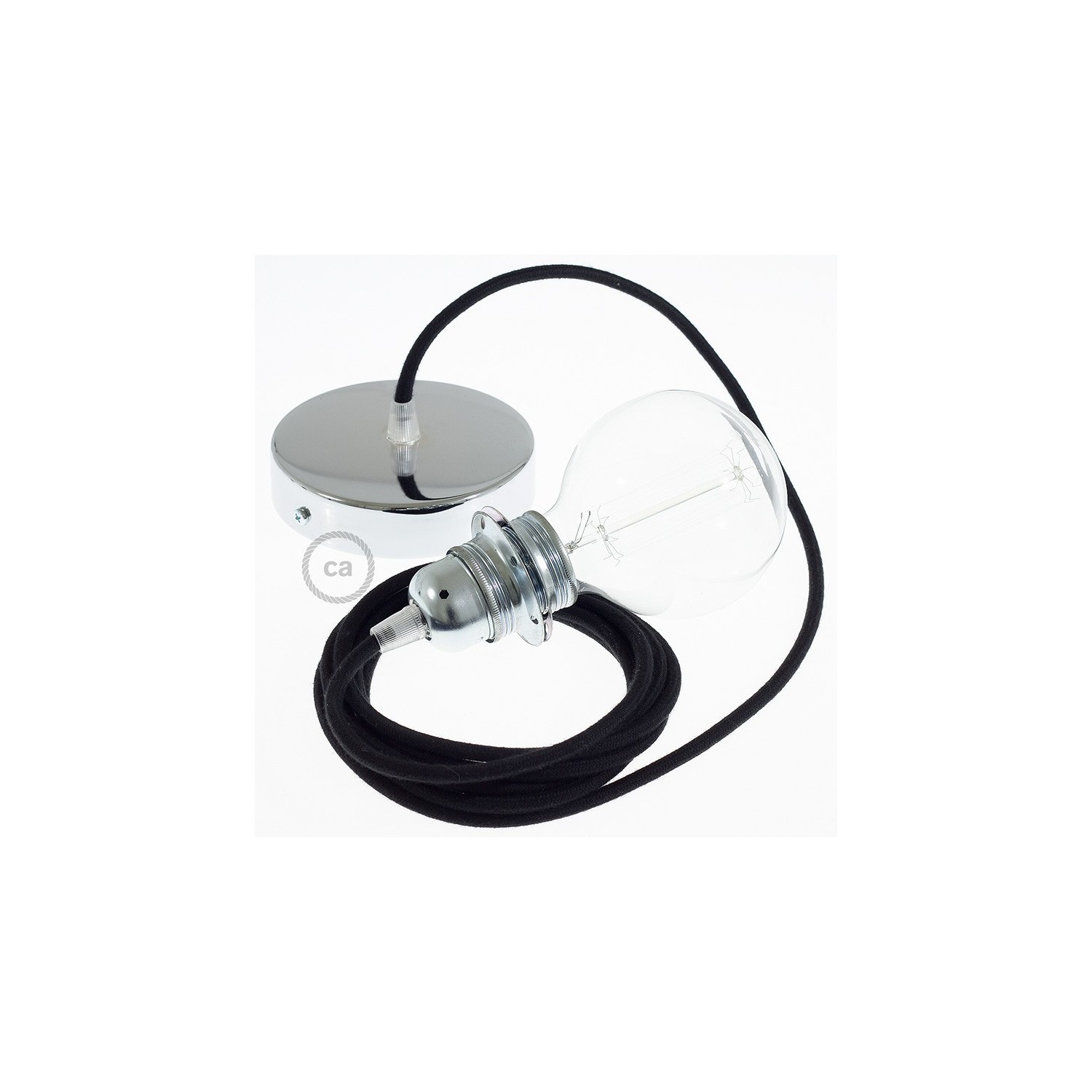 Pendel para pantalla, lámpara colgante cable textil Negro en Algodón RC04