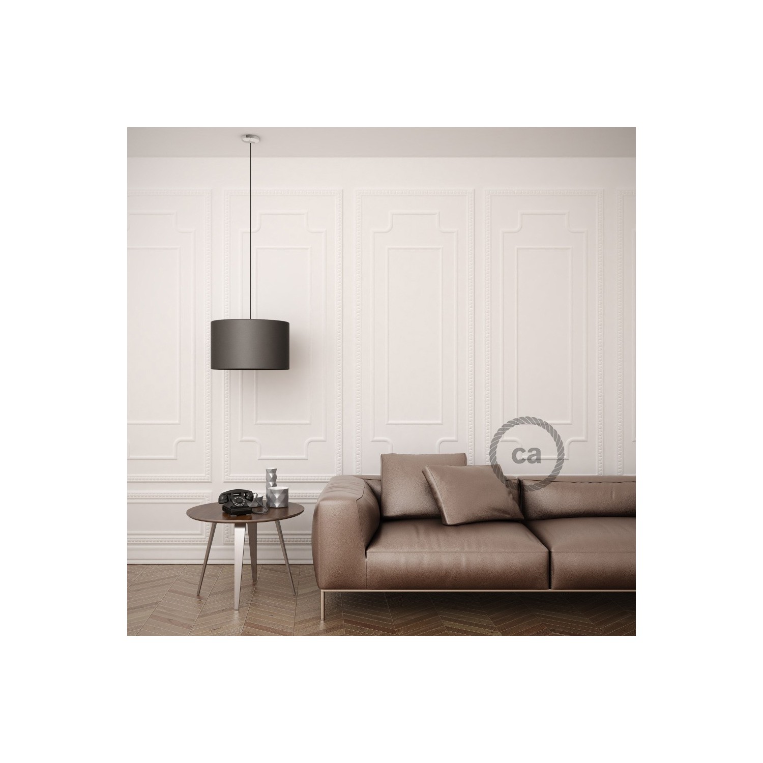 Pendel para pantalla, lámpara colgante cable textil Blanco en tejido Rayón RM01