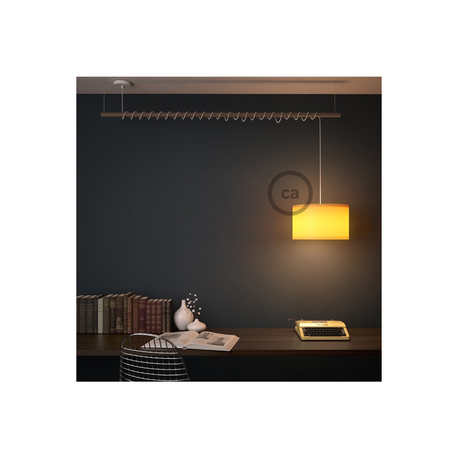 Pendel para pantalla, lámpara colgante cable textil Plateado en tejido Rayón RM02