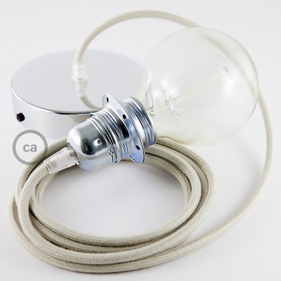 Pendel para pantalla, lámpara colgante cable textil Gris pardo en Algodón RC43