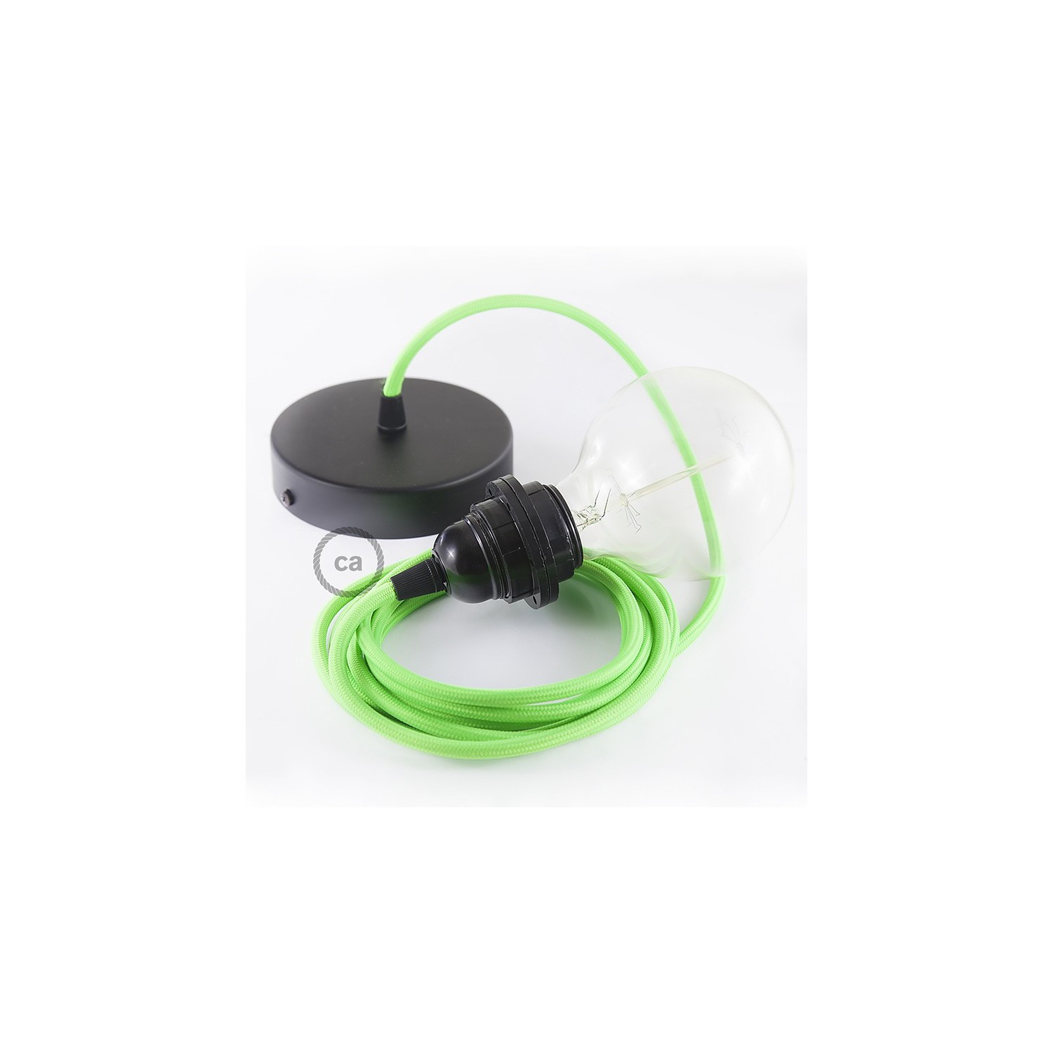 Pendel para pantalla, lámpara colgante cable textil Verde Fluorescente RF06