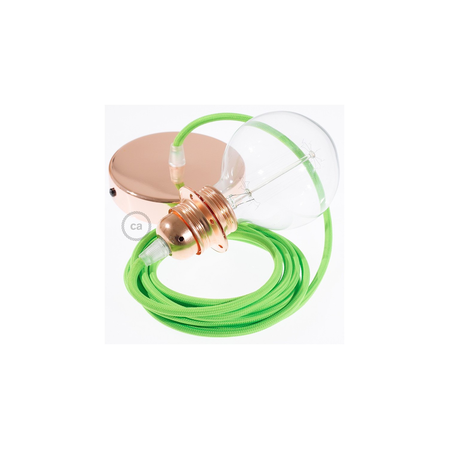 Pendel para pantalla, lámpara colgante cable textil Verde Fluorescente RF06