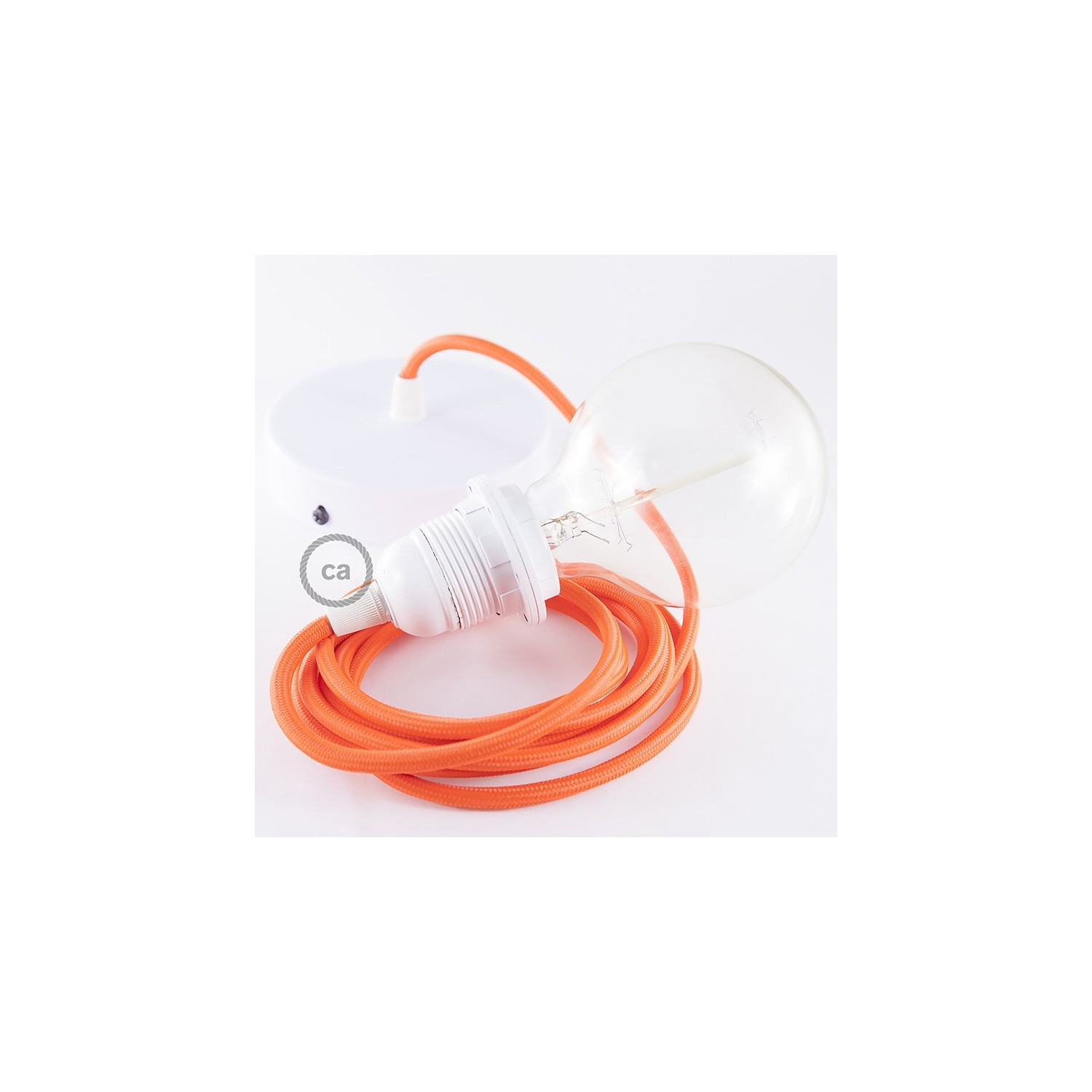 Pendel para pantalla, lámpara colgante cable textil Naranja Fluorescente RF15