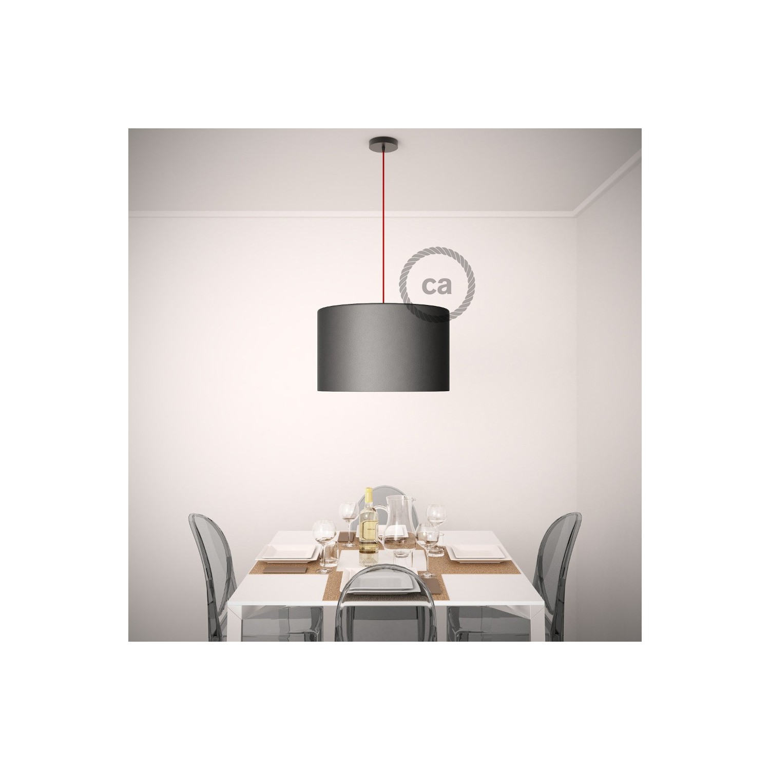 Pendel para pantalla, lámpara colgante cable textil Café Brillante RL13