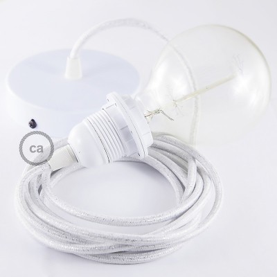 Pendel para pantalla, lámpara colgante cable textil Blanco Brillante RL01