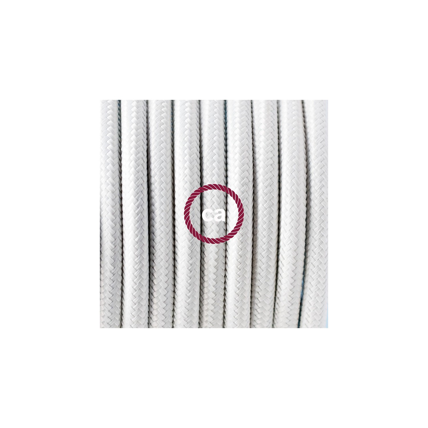 Pendel en porcelana, lámpara colgante cable textil Blanco en tejido Rayón RM01