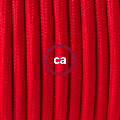 Pendel en porcelana, lámpara colgante cable textil Rojo en tejido Rayón RM09