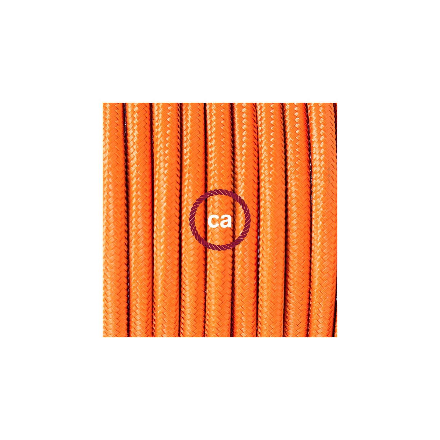 Pendel en porcelana, lámpara colgante cable textil Naranja en tejido Rayón RM15