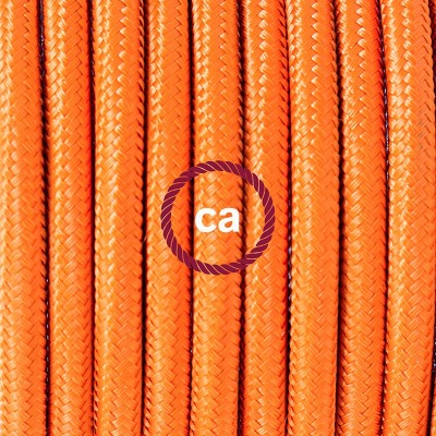 Pendel en porcelana, lámpara colgante cable textil Naranja en tejido Rayón RM15