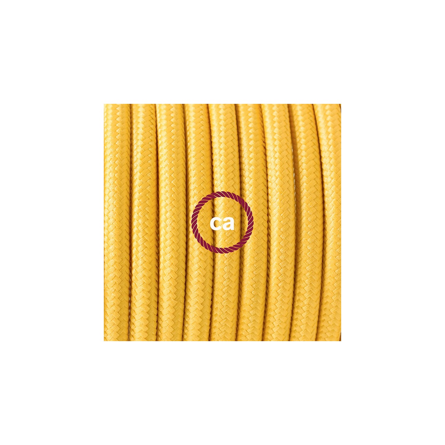 Pendel en porcelana, lámpara colgante cable textil Amarillo en tejido Rayón RM10