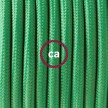 Pendel en porcelana, lámpara colgante cable textil Verde en tejido Rayón RM06