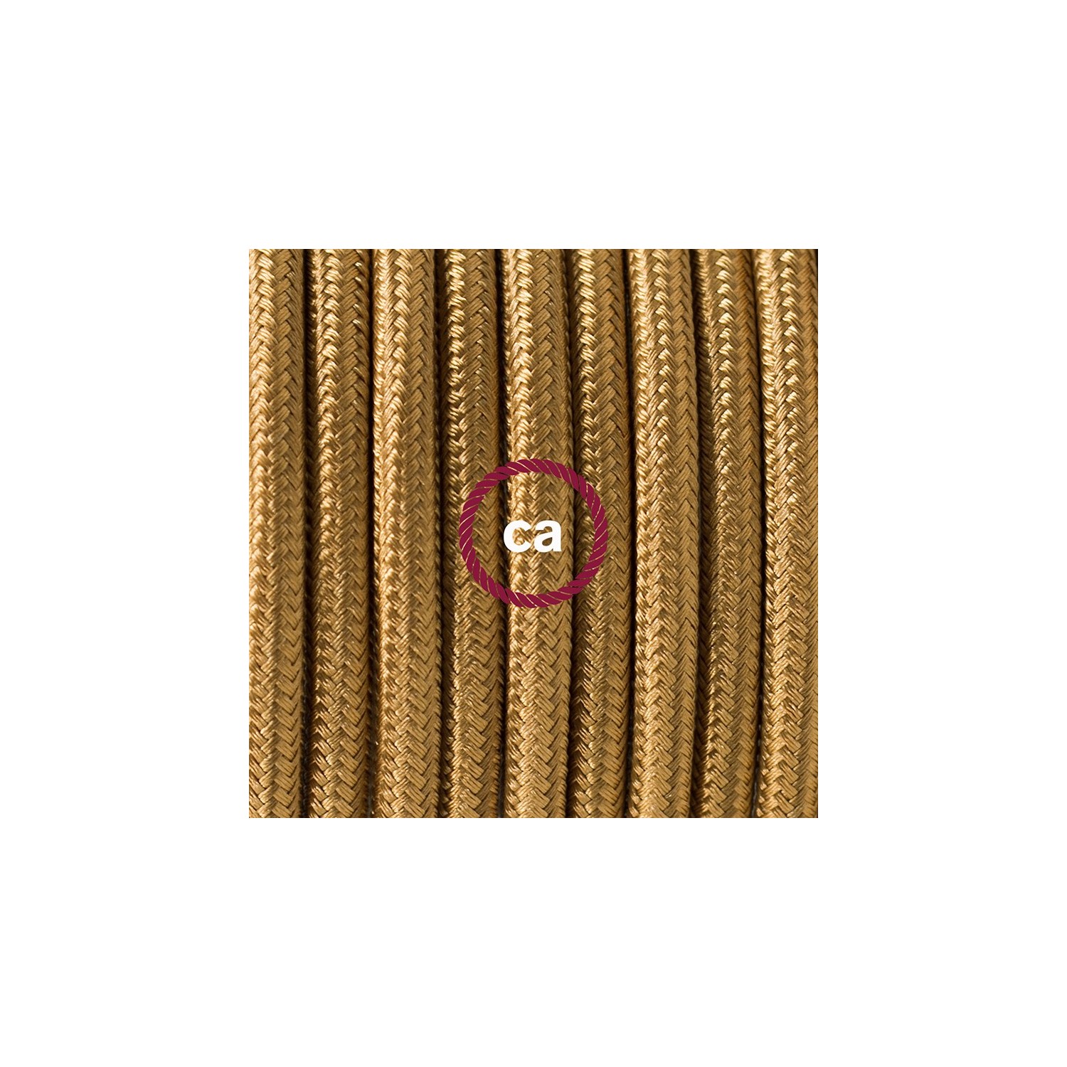 Pendel en porcelana, lámpara colgante cable textil Dorado en tejido Rayón RM05