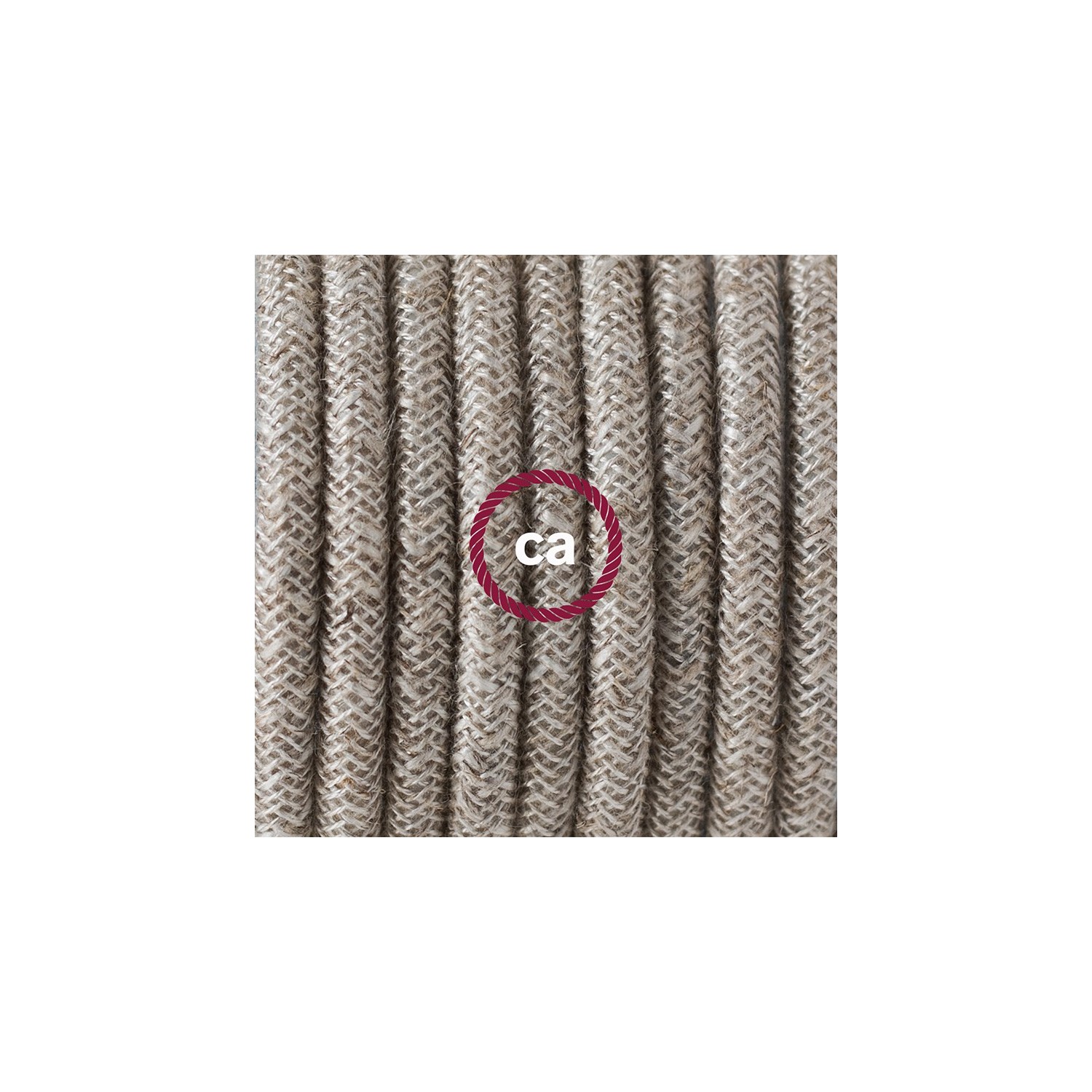 Pendel en porcelana, lámpara colgante cable textil Neutro en Lino Natural RN01