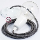 Pendel en porcelana, lámpara colgante cable textil ZigZag Antracita RD74