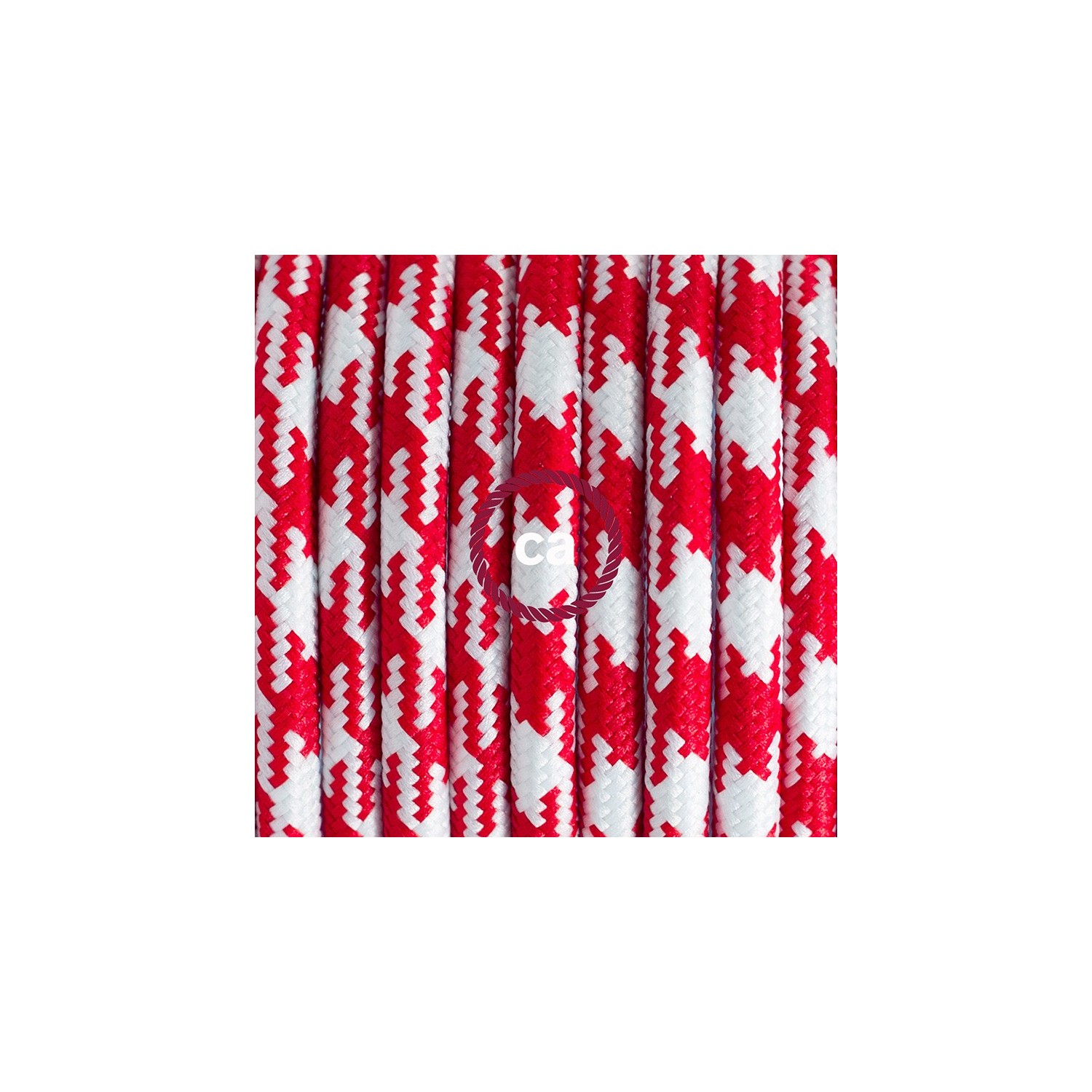 Pendel en porcelana, lámpara colgante cable textil Bicolor Rojo RP09
