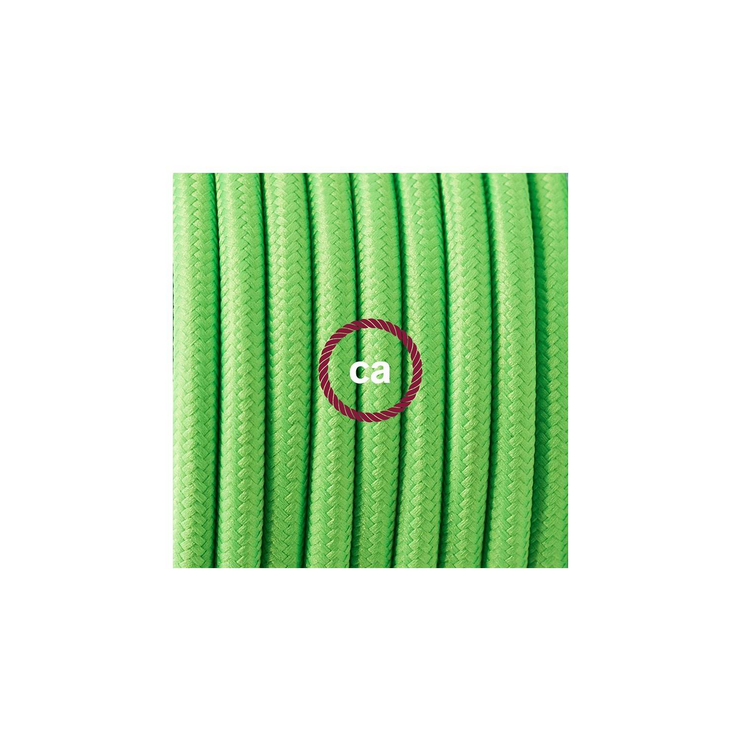 Pendel en porcelana, lámpara colgante cable textil Verde Fluorescente RF06