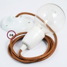 Pendel en porcelana, lámpara colgante cable textil Cobre Brillante RL22