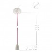 Pendel en porcelana, lámpara colgante cable textil Plateado Brillante RL02