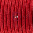 Pendel en porcelana, lámpara colgante cable textil Rojo Brillante RL09