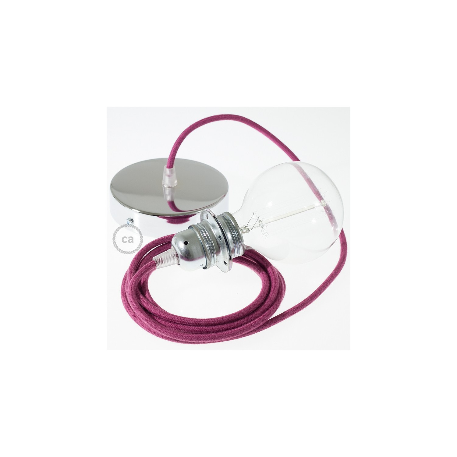 Pendel para pantalla, lámpara colgante cable textil Rojo Violeta Algodón RC32