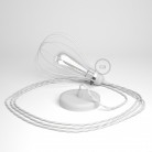 Lámpara colgante con jaula Drop color blanco y cable TC01 Algodón Blanco