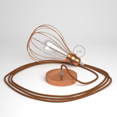 Lámpara colgante con jaula Drop acabado cobre y cable RL22 Rayón Brillante Cobre