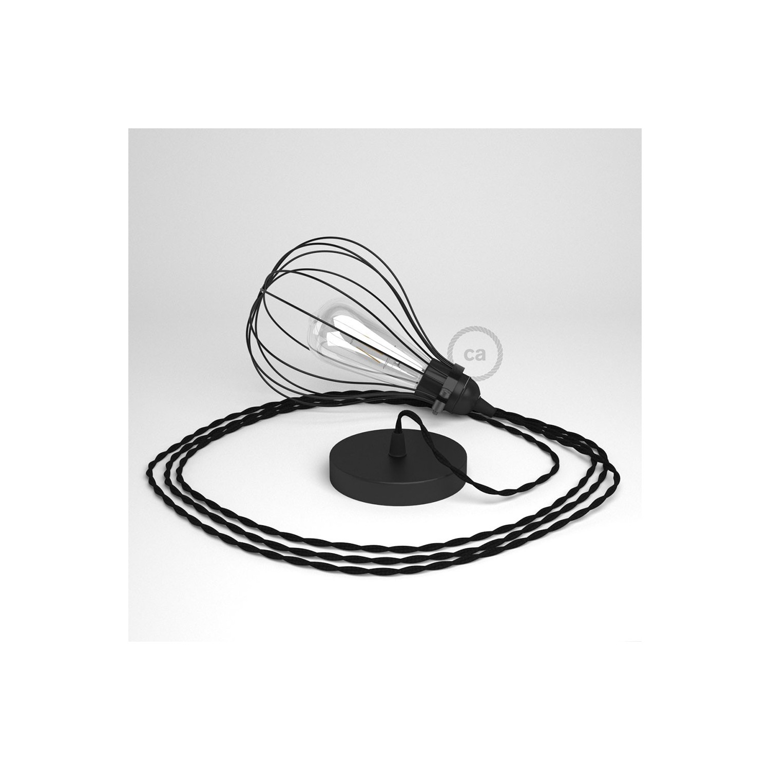 Lámpara colgante con jaula Drop color negro y cable TM04 Rayón Negro