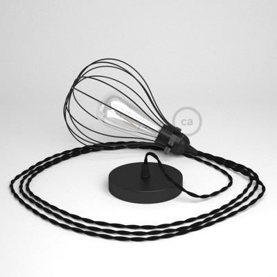 Lámpara colgante con jaula Drop color negro y cable TM04 Rayón Negro