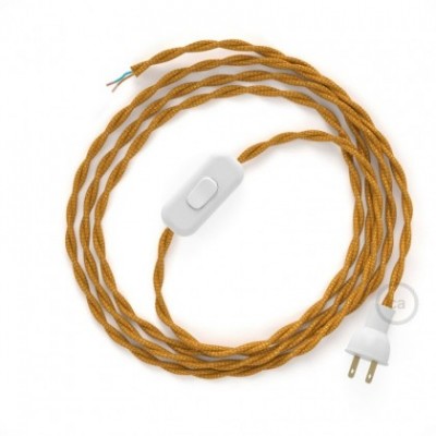 Cableado para lámpara de mesa, cable TM05 Rayón Dorado 1,8 m. Elige el color de la clavija y del interruptor!