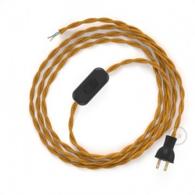Cableado para lámpara de mesa, cable TM05 Rayón Dorado 1,8 m. Elige el color de la clavija y del interruptor!