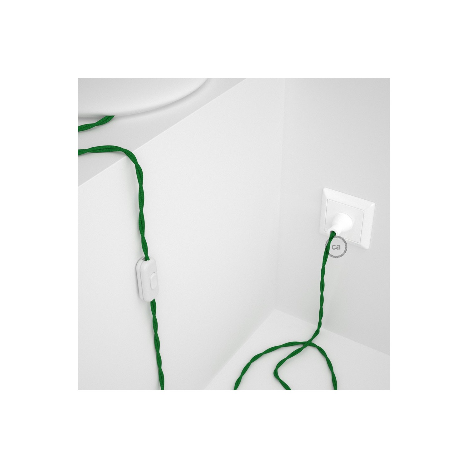 Cableado para lámpara de mesa, cable TM06 Rayón Verde 1,8 m. Elige el color de la clavija y del interruptor!
