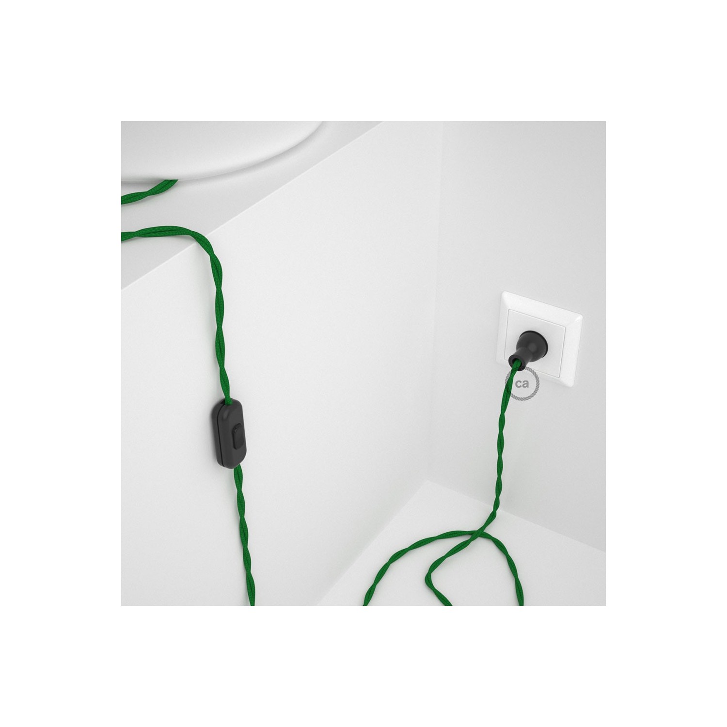 Cableado para lámpara de mesa, cable TM06 Rayón Verde 1,8 m. Elige el color de la clavija y del interruptor!