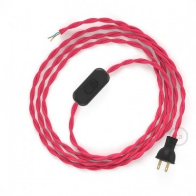 Cableado para lámpara de mesa, cable TM08 Rayón Fucsia 1,8 m. Elige el color de la clavija y del interruptor!