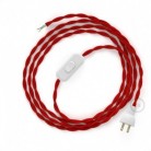 Cableado para lámpara de mesa, cable TM09 Rayón Rojo 1,8 m. Elige el color de la clavija y del interruptor!