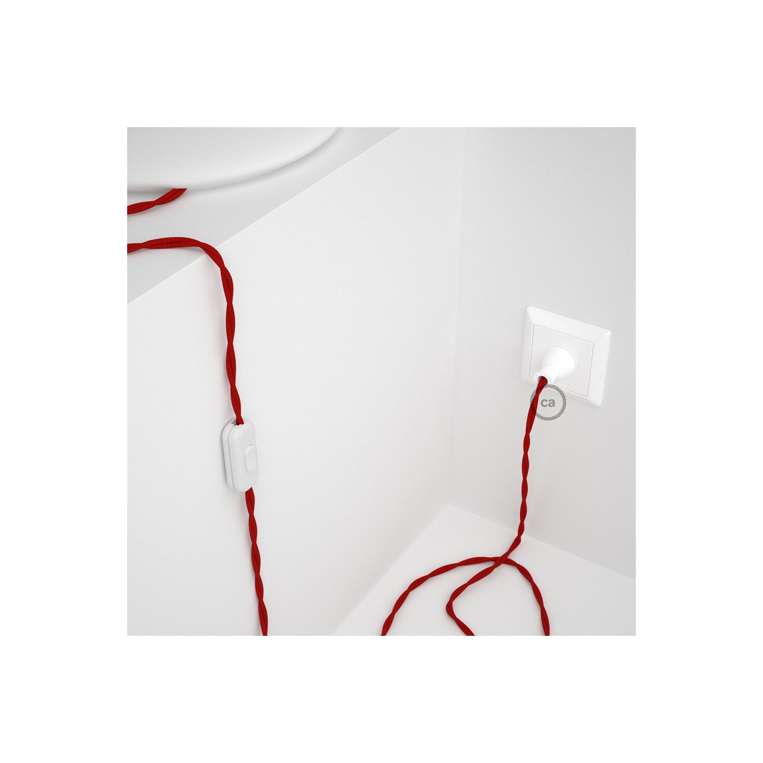 Cableado para lámpara de mesa, cable TM09 Rayón Rojo 1,8 m. Elige el color de la clavija y del interruptor!