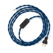 Cableado para lámpara de mesa, cable TM12 Rayón Azul 1,8 m. Elige el color de la clavija y del interruptor!