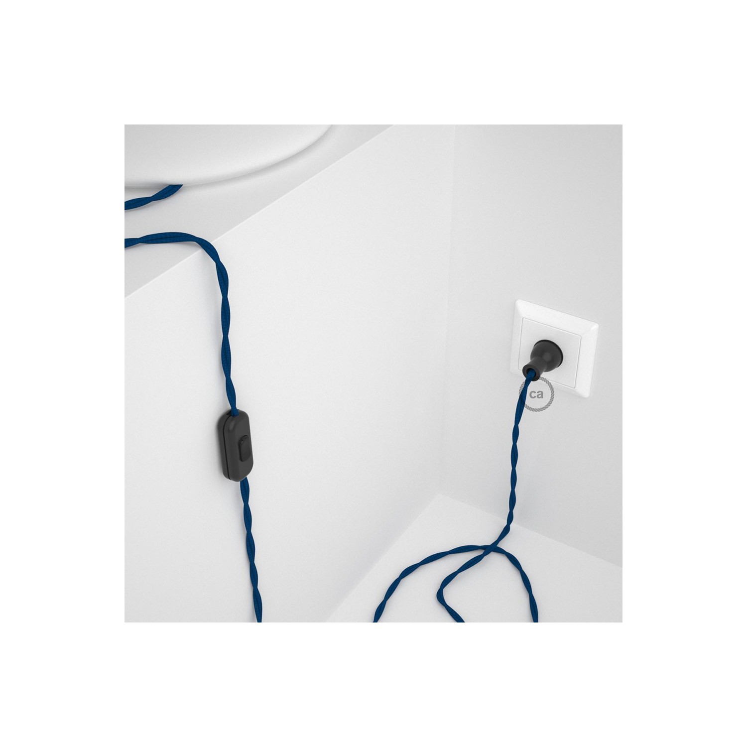 Cableado para lámpara de mesa, cable TM12 Rayón Azul 1,8 m. Elige el color de la clavija y del interruptor!