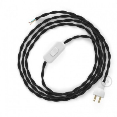 Cableado para lámpara de mesa, cable TM04 Rayón Negro 1,8 m. Elige el color de la clavija y del interruptor!