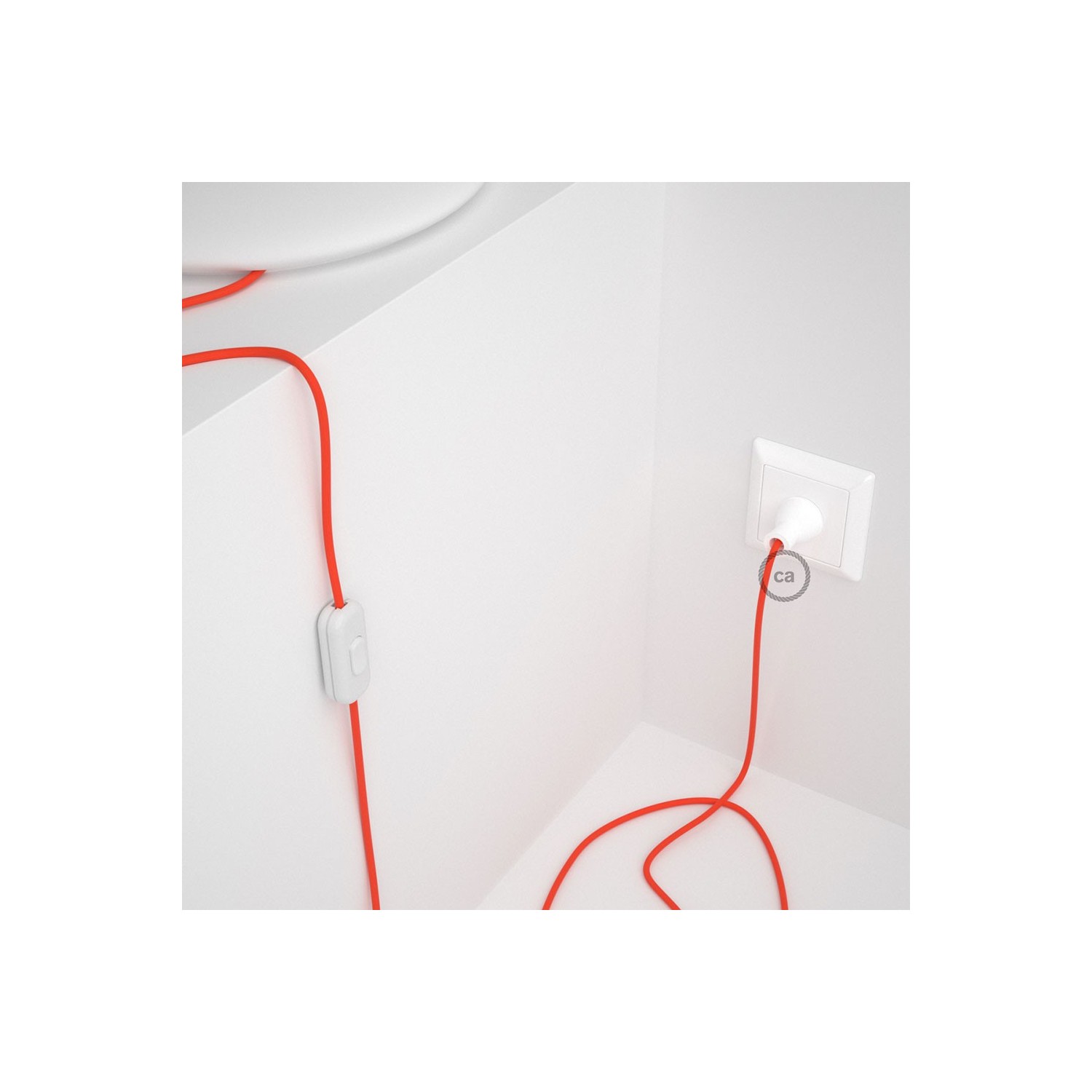 Cableado para lámpara de mesa, cable RF15 Rayón Naranja Fluorescente 1,8 m. Elige el color de la clavija y del interruptor!