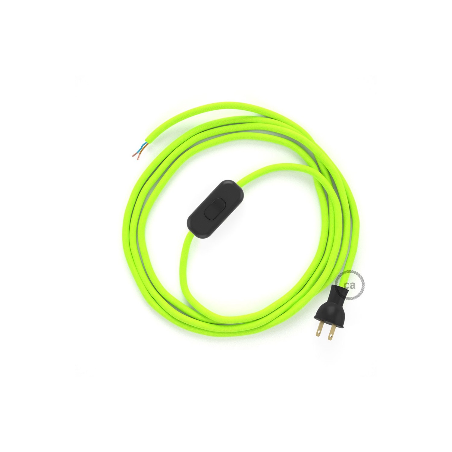 Cableado para lámpara de mesa, cable RF10 Rayón Amarillo Fluorescente 1,8 m. Elige el color de la clavija y del interruptor!