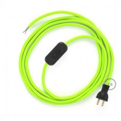 Cableado para lámpara de mesa, cable RF10 Rayón Amarillo Fluorescente 1,8 m. Elige el color de la clavija y del interruptor!
