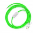 Cableado para lámpara de mesa, cable RF06 Rayón Verde Fluorescente 1,8 m. Elige el color de la clavija y del interruptor!