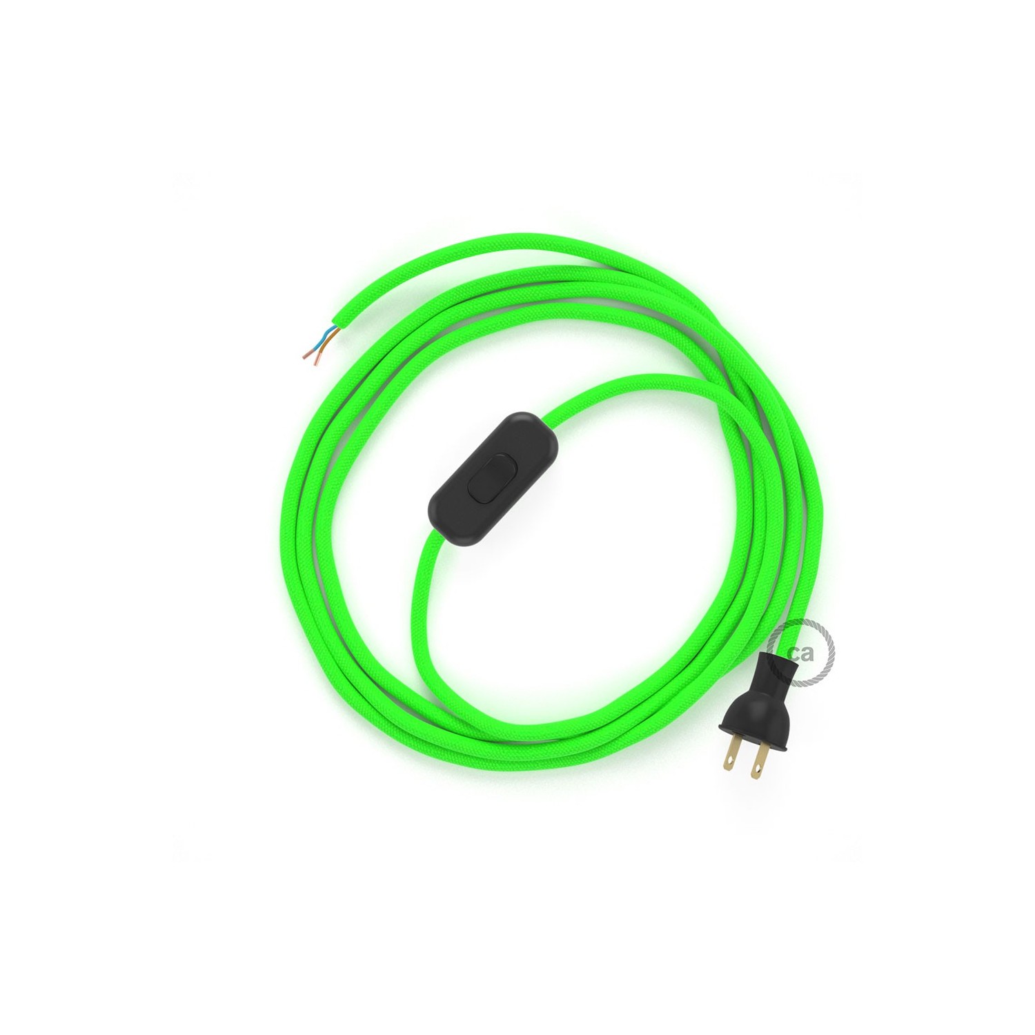 Cableado para lámpara de mesa, cable RF06 Rayón Verde Fluorescente 1,8 m. Elige el color de la clavija y del interruptor!