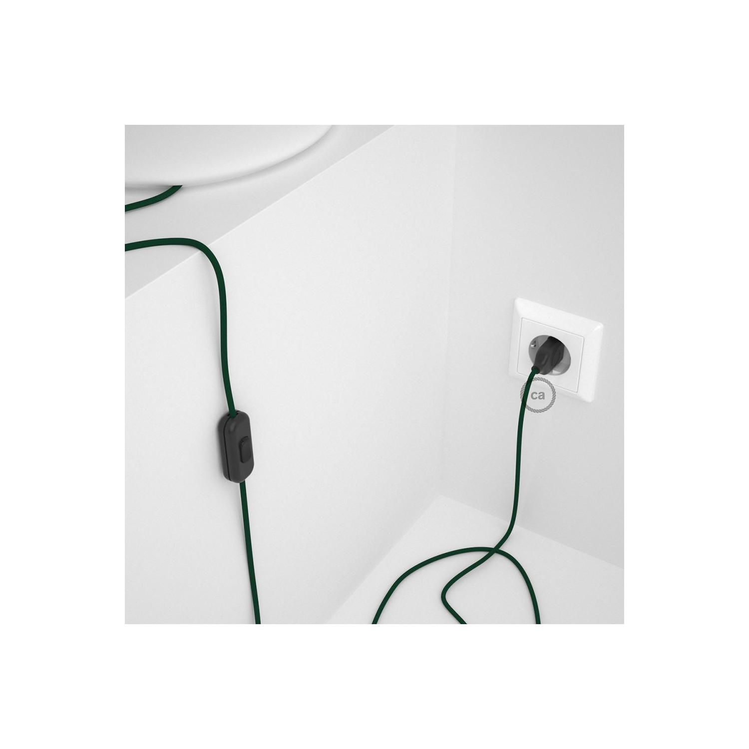 Cableado para lámpara de mesa, cable RM21 Rayón Verde Oscuro 1,8 m. Elige el color de la clavija y del interruptor!