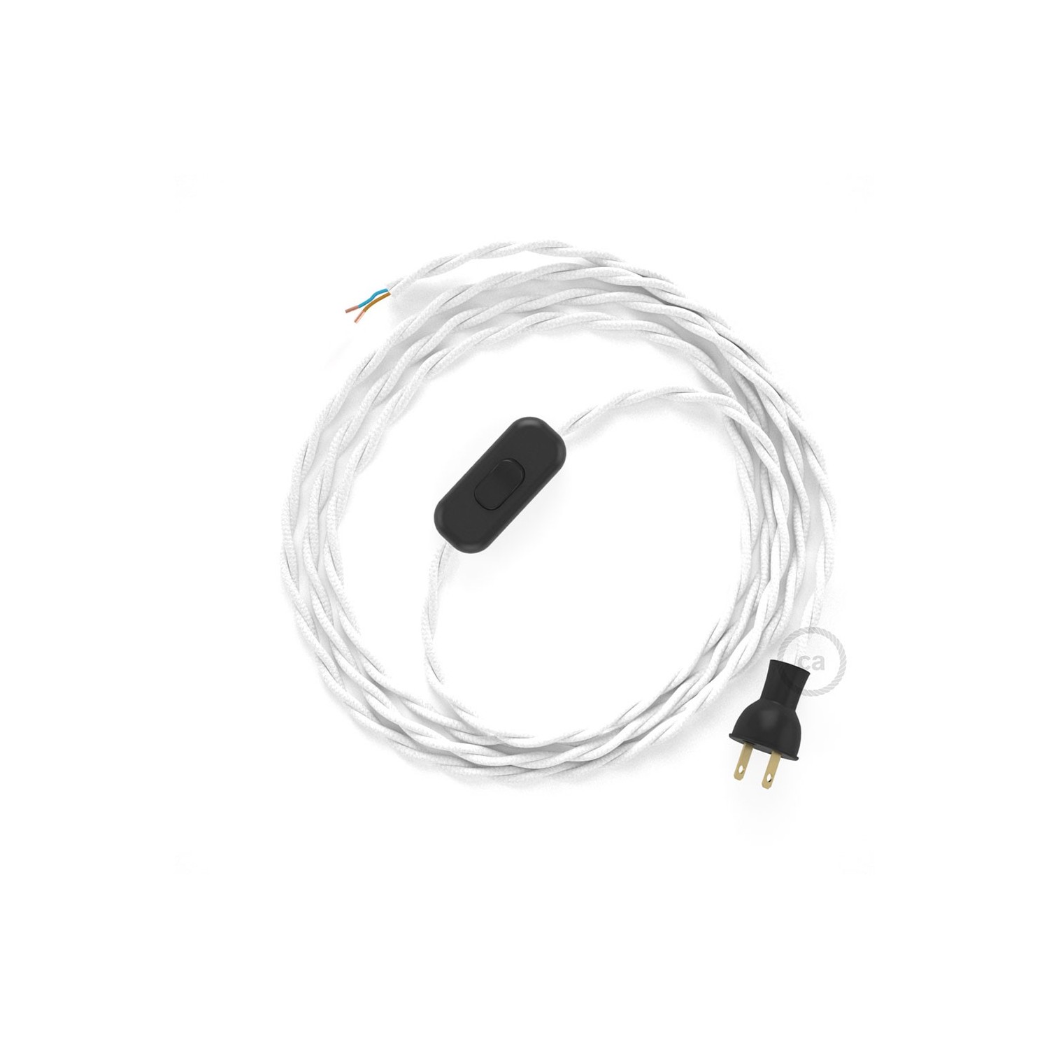 Cableado para lámpara de mesa, cable TM01 Rayón Blanco 1,8 m. Elige el color de la clavija y del interruptor!