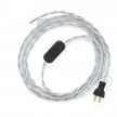 Cableado para lámpara de mesa, cable TM02 Rayón Plateado 1,8 m. Elige el color de la clavija y del interruptor!