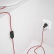 Cableado para lámpara de mesa, cable RP09 Rayón Bicolor Blanco-Rojo 1,8 m. Elige el color de la clavija y del interruptor!