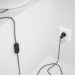Cableado para lámpara de mesa, cable RP04 Rayón Bicolor Blanco-Negro 1,8 m. Elige el color de la clavija y del interruptor!