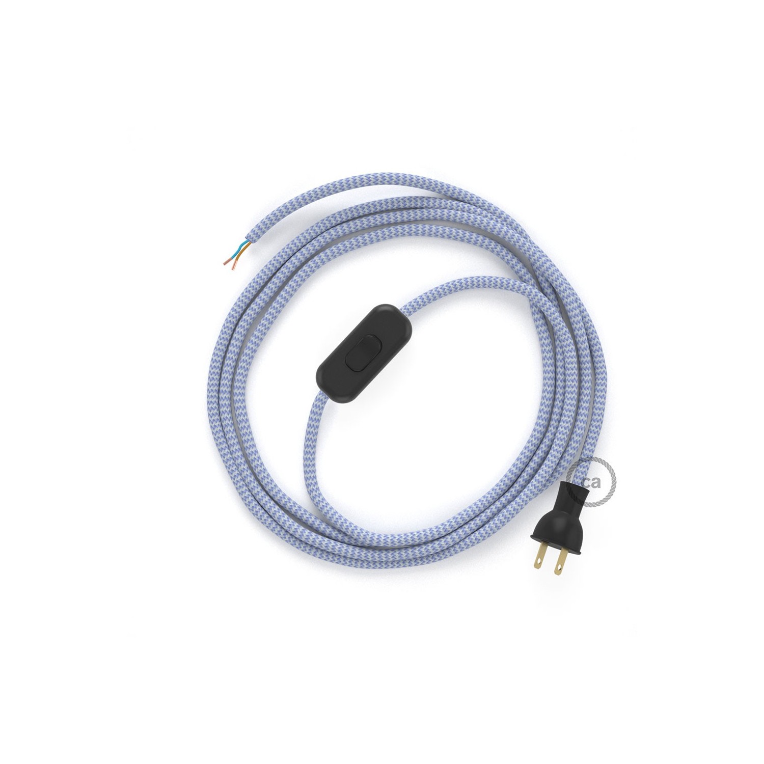 Cableado para lámpara de mesa, cable RZ07 Rayón ZigZag Blanco Lila 1,8 m. Elige el color de la clavija y del interruptor!