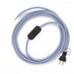 Cableado para lámpara de mesa, cable RZ07 Rayón ZigZag Blanco Lila 1,8 m. Elige el color de la clavija y del interruptor!